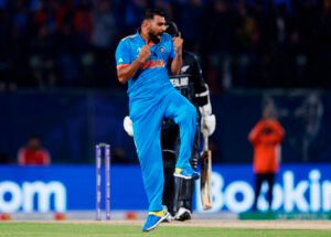 Shami becomes the Quickest Bowler To Take 40 Wickets in WC History.